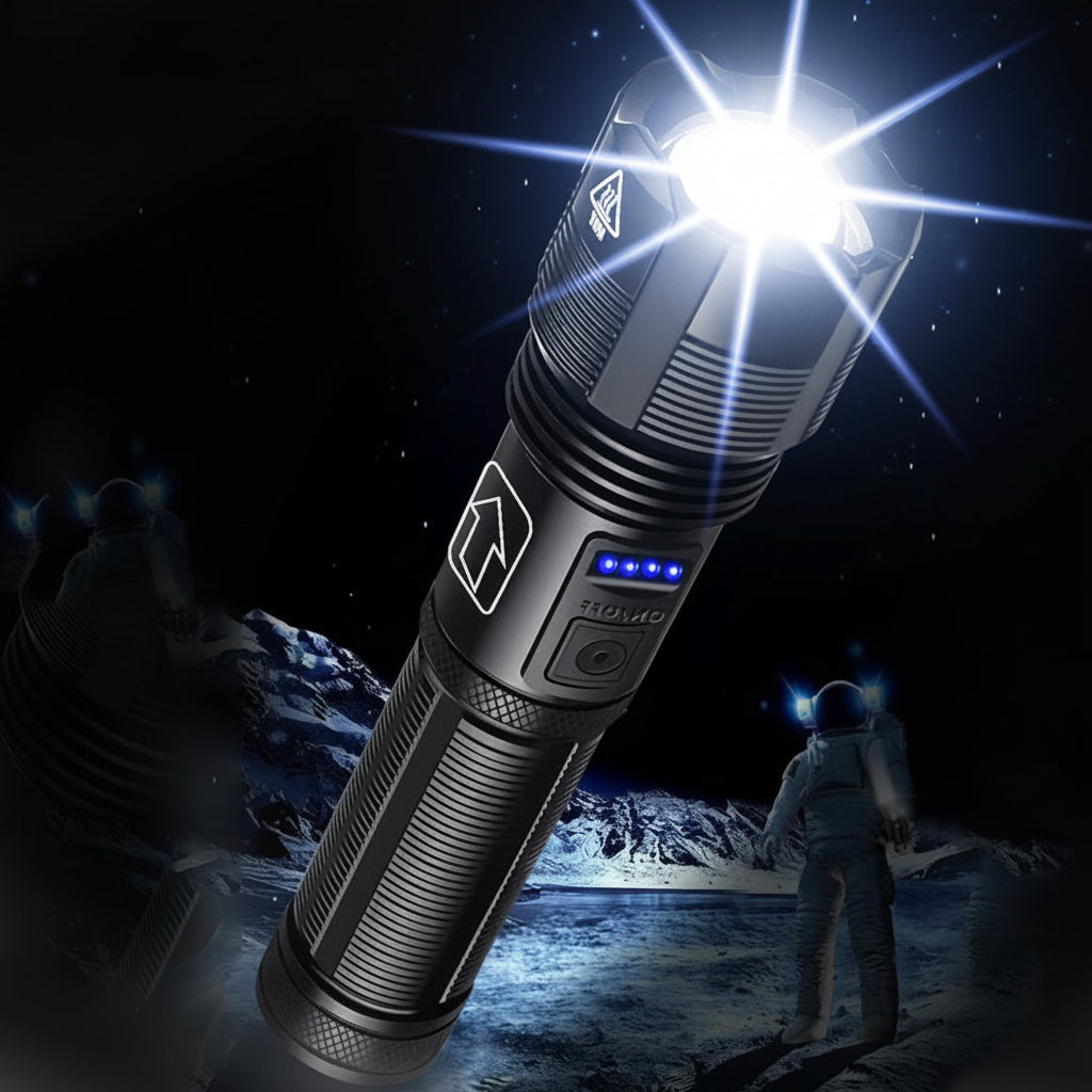 Hiking Laser Flashlight Waterproof High Lumen USB Rechargeable Light