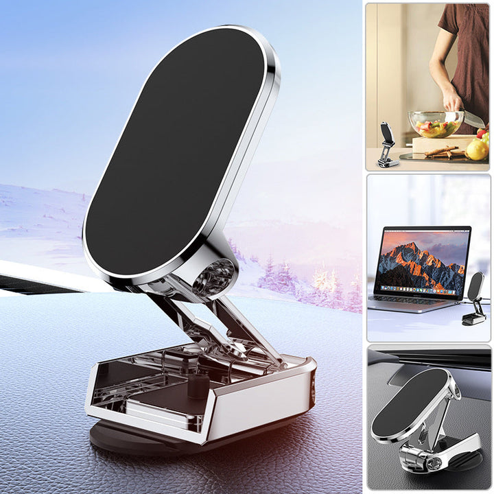 Car Phone Mount Magnetic Dashboard Holder Foldable Metal Stand
