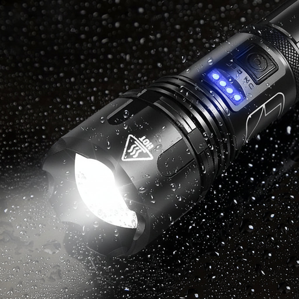Hiking Laser Flashlight Waterproof High Lumen USB Rechargeable Light