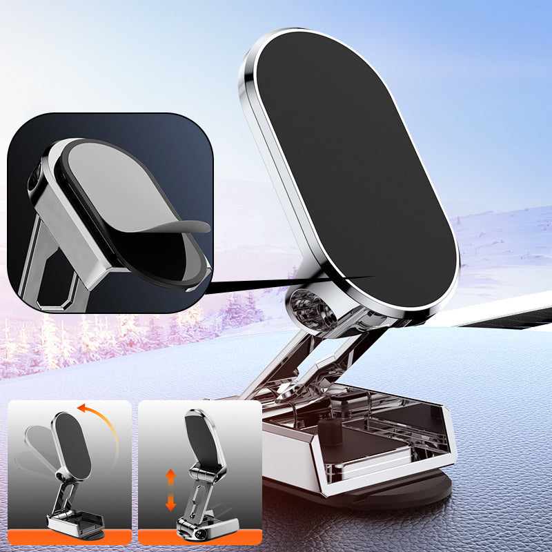 Car Phone Mount Magnetic Dashboard Holder Foldable Metal Stand