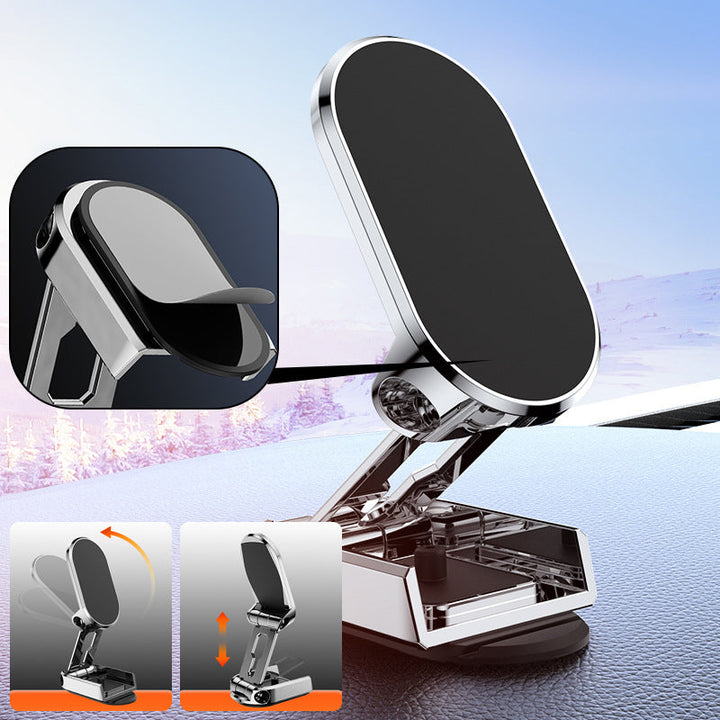Car Phone Mount Magnetic Dashboard Holder Foldable Metal Stand