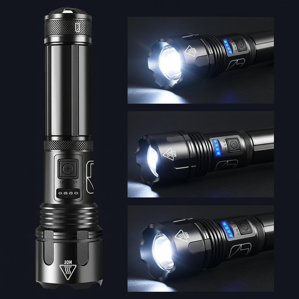 Hiking Laser Flashlight Waterproof High Lumen USB Rechargeable Light