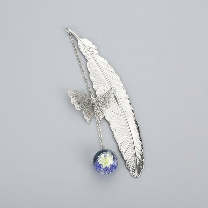 Bookmark Metal Feather Pendant Crystal Decorative Reading Gift