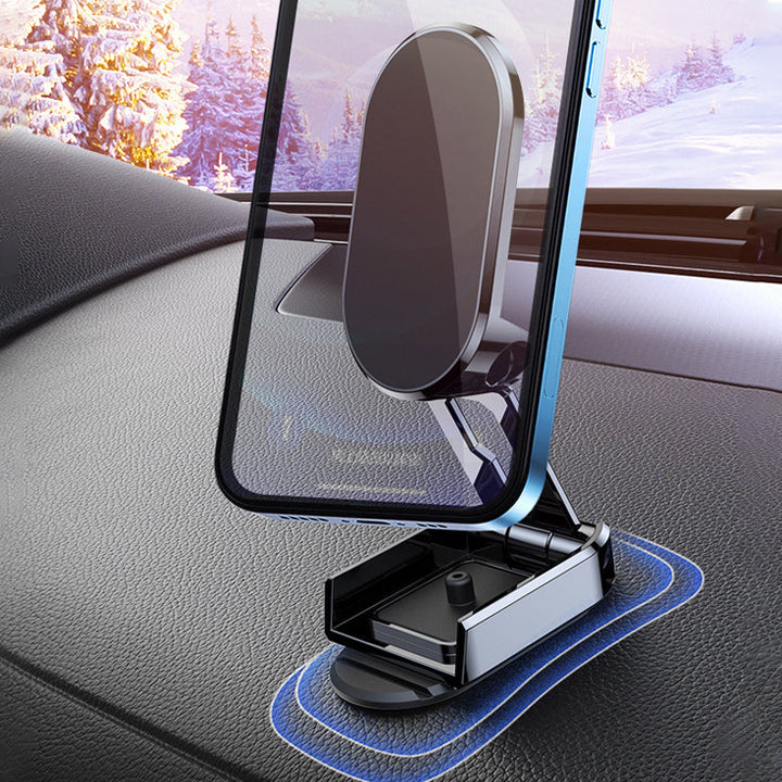 Car Phone Mount Magnetic Dashboard Holder Foldable Metal Stand
