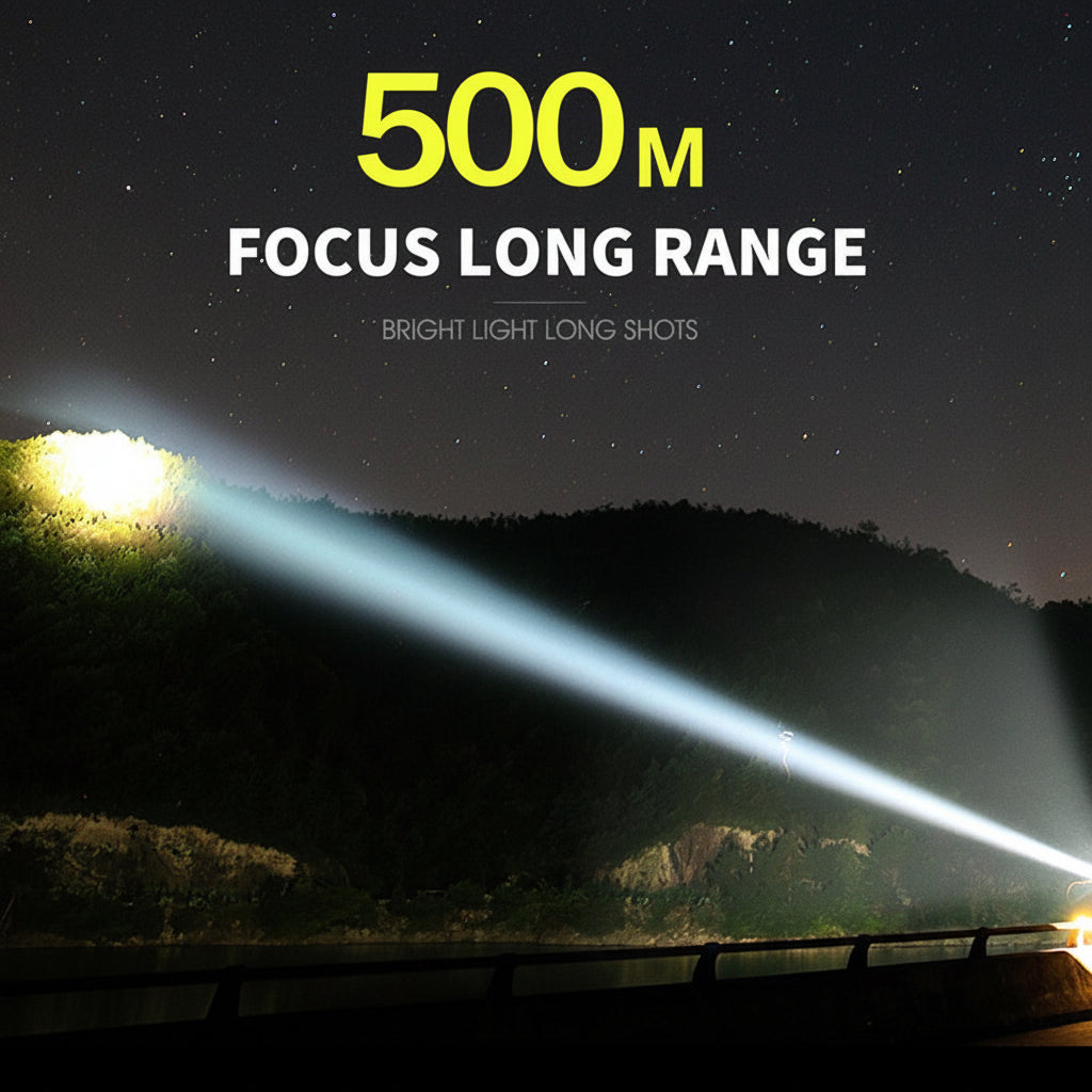 Hiking Laser Flashlight Waterproof High Lumen USB Rechargeable Light