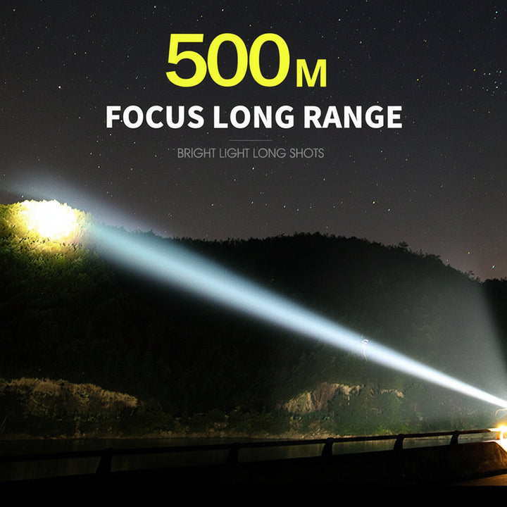 Hiking Laser Flashlight Waterproof High Lumen USB Rechargeable Light