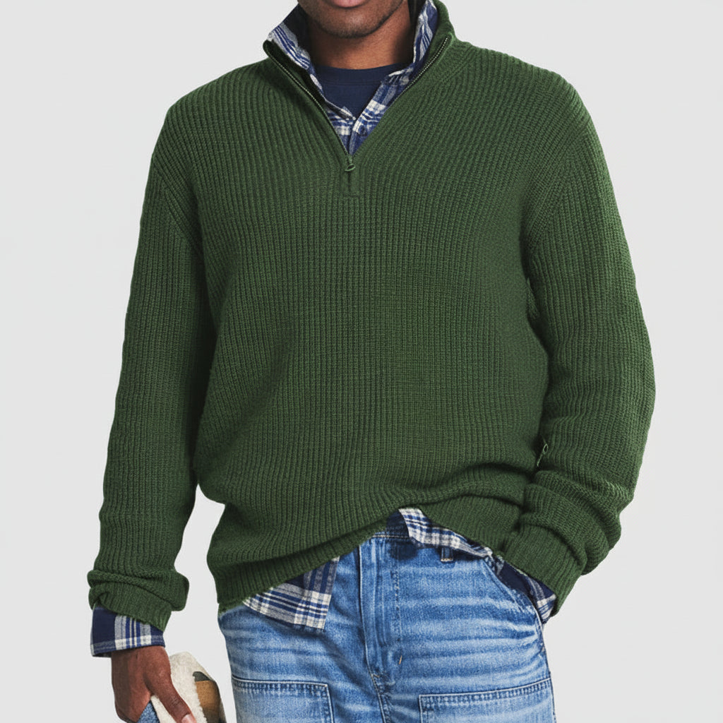 Pánský Svetr Zip Rolák Kašmír Business Casual Pulover