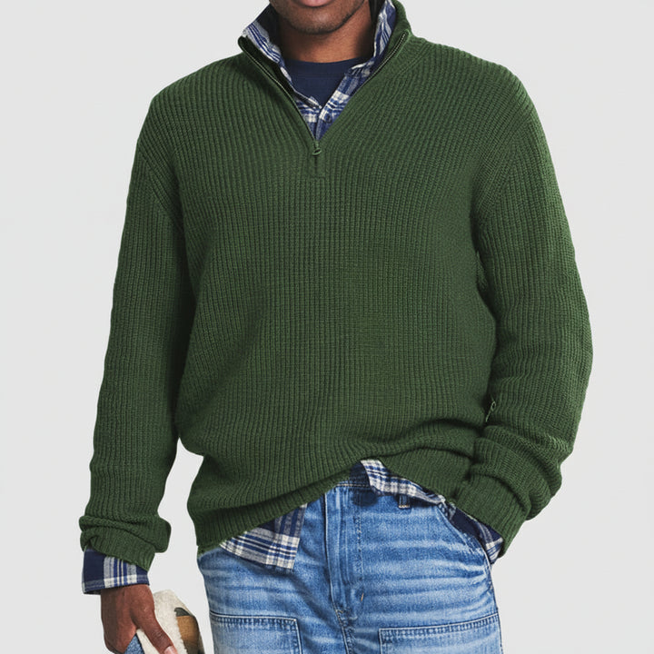 Pánský Svetr Zip Rolák Kašmír Business Casual Pulover