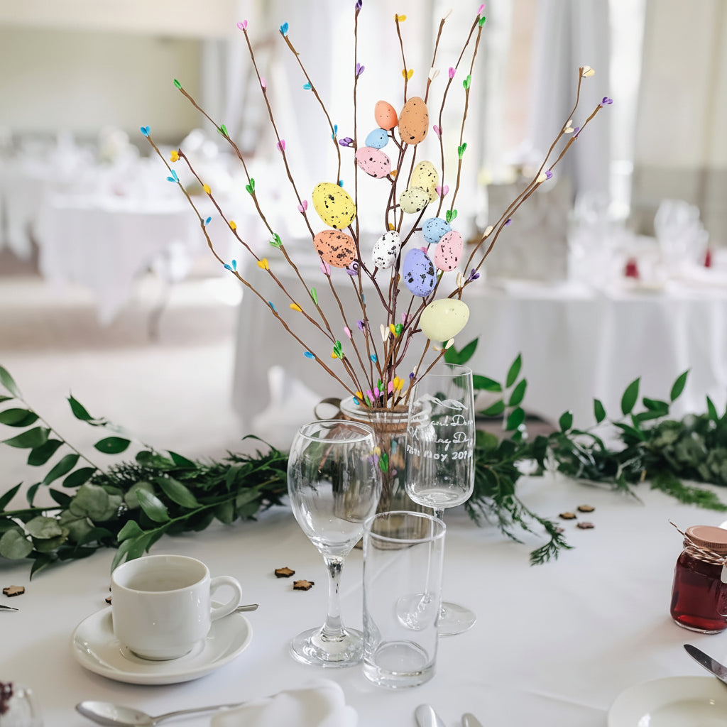 Artificial Easter Vine Stems Pastel Eggs Berries Decor