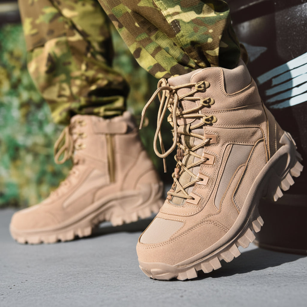 Mens Hiking Boots Round Toe Durable TPR Sole