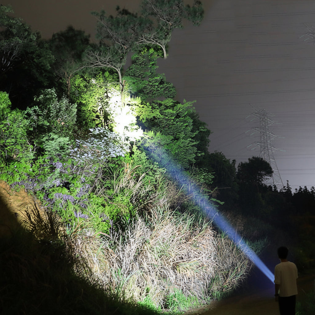 Hiking LED Flashlight High Lumen 1500M Waterproof Tactical Light