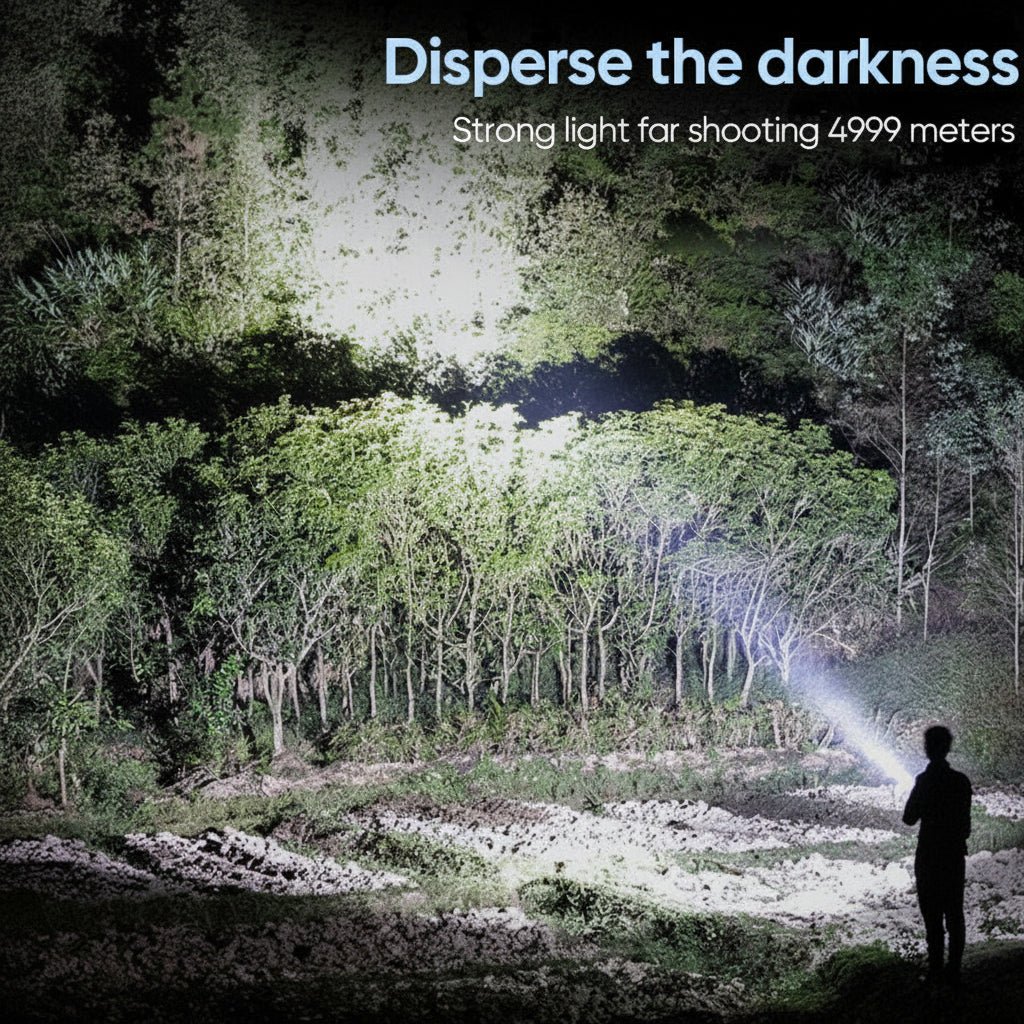 Hiking LED Flashlight High Lumen 1500M Waterproof Tactical Light
