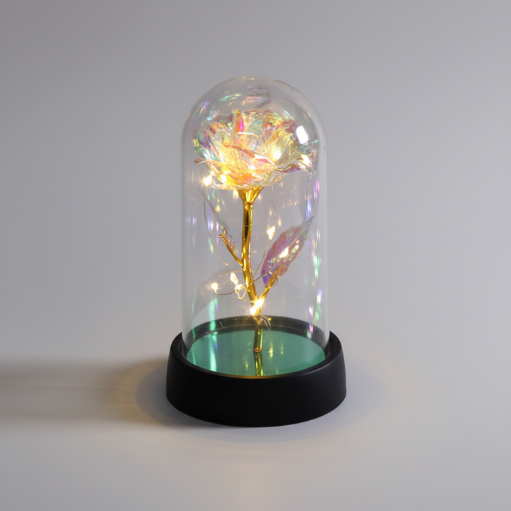 Rose Gift Preserved Flower LED Glass Dome Romantic Home Decor
