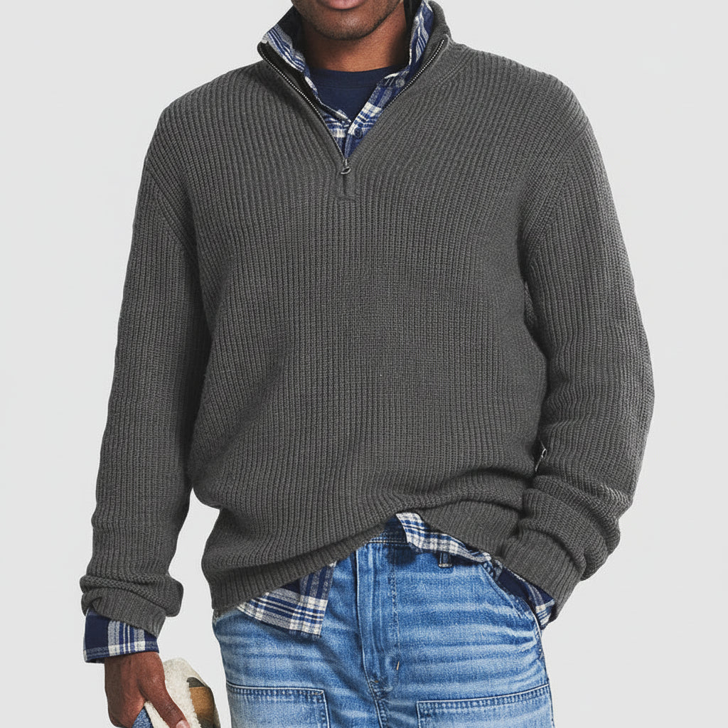 Pánský Svetr Zip Rolák Kašmír Business Casual Pulover