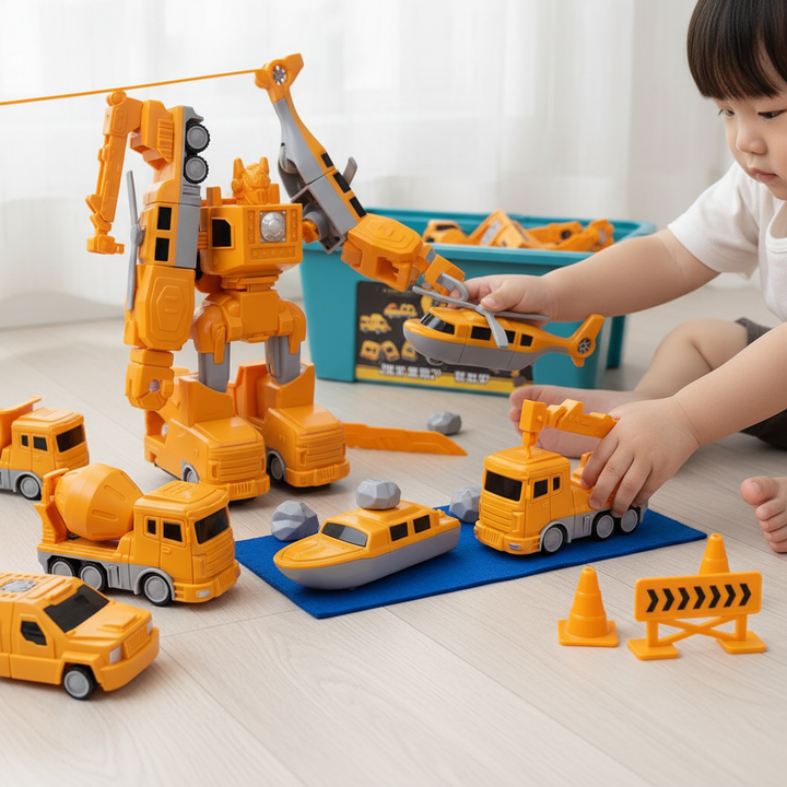 Magnetic Building Blocks Kids Construction Vehicle Toy Set