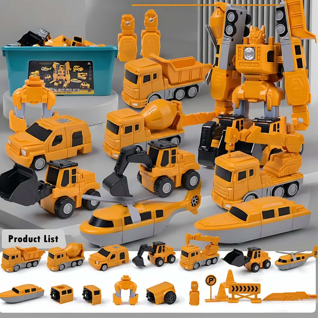 Magnetic Building Blocks Kids Construction Vehicle Toy Set