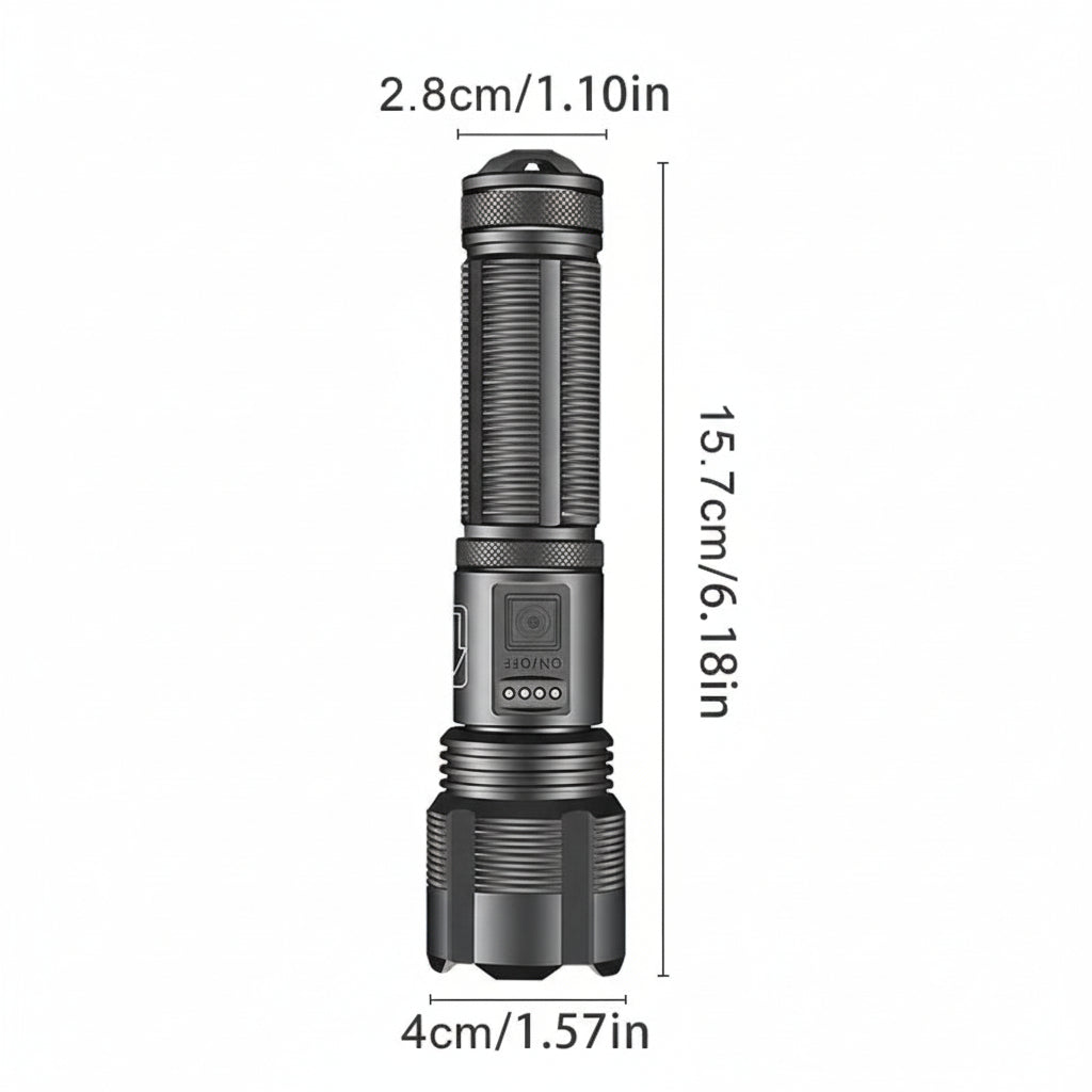 Hiking Laser Flashlight Waterproof High Lumen USB Rechargeable Light