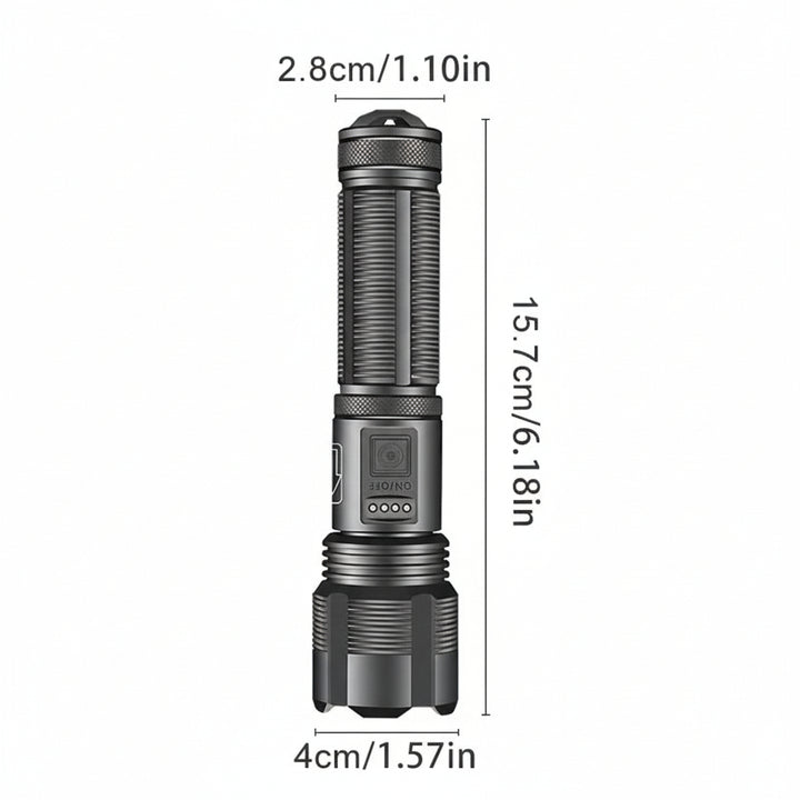 Hiking Laser Flashlight Waterproof High Lumen USB Rechargeable Light