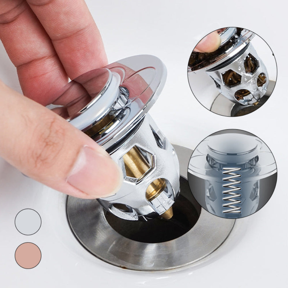 Sink Drain Stopper Pop Up Stainless Steel Bathroom Plug