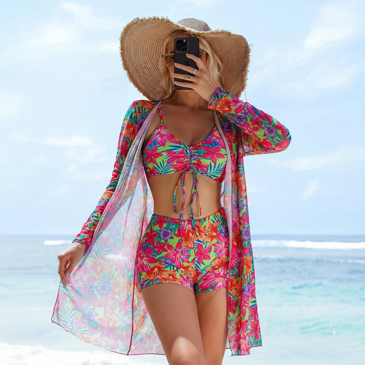 Bikini Set Women V Neck High Stretch Printed Two Piece Swimwear