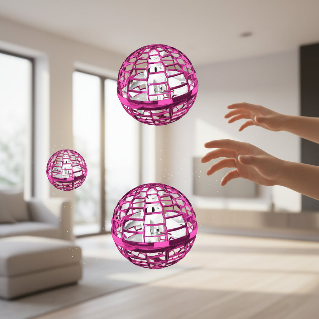 Flying Orb Toy LED Light Spinner Drone Ball Kids Adults