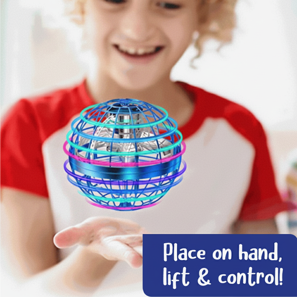 Flying Orb Toy LED Light Spinner Drone Ball Kids Adults