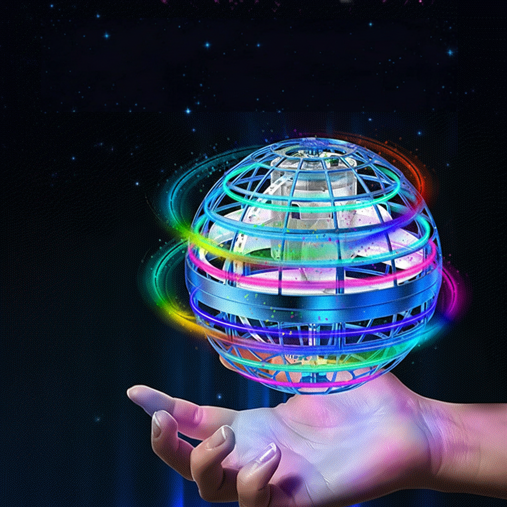 Flying Orb Toy LED Light Spinner Drone Ball Kids Adults