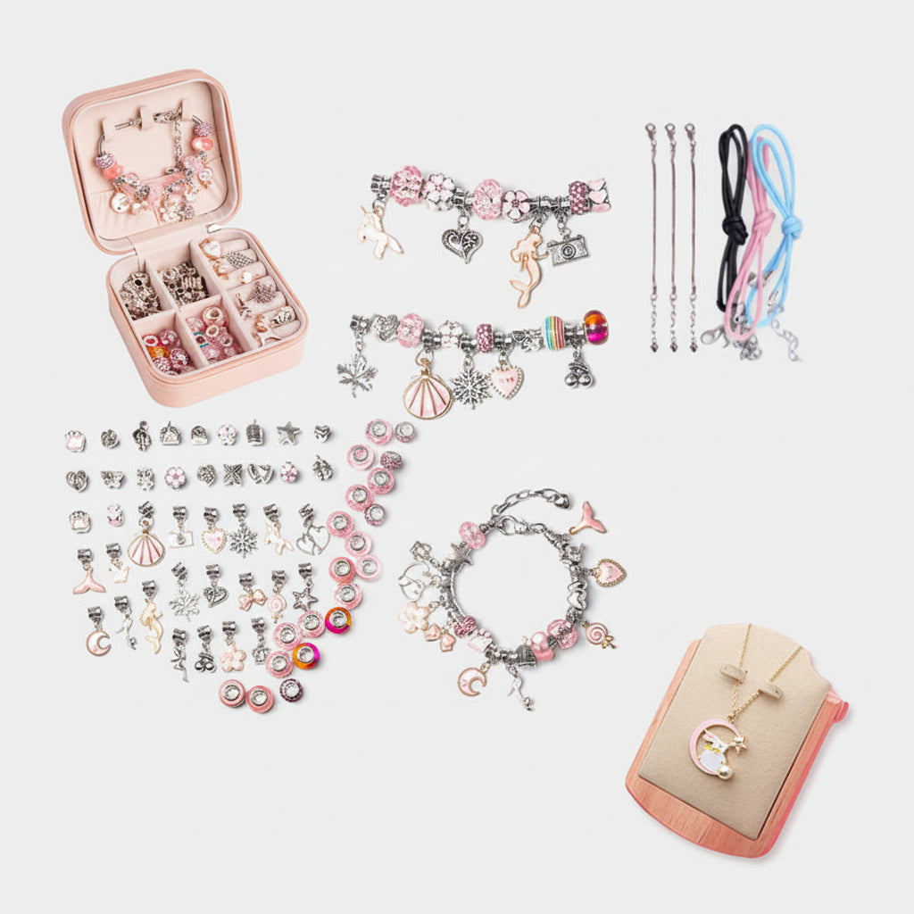 Kit Gioielli Bambina Braccialetti Perline Ciondoli