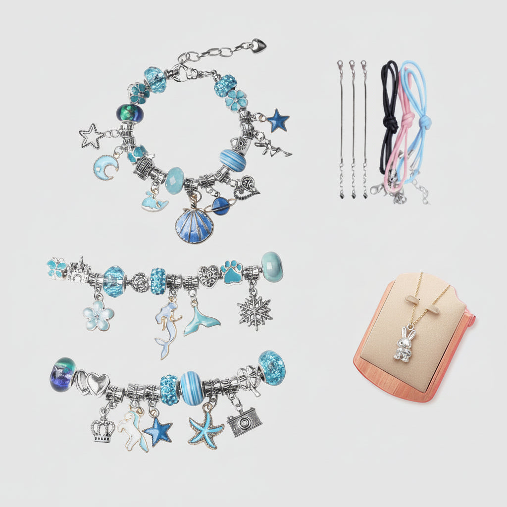 Kit Gioielli Bambina Braccialetti Perline Ciondoli
