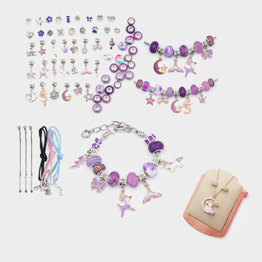 Kit Gioielli Bambina Braccialetti Perline Ciondoli