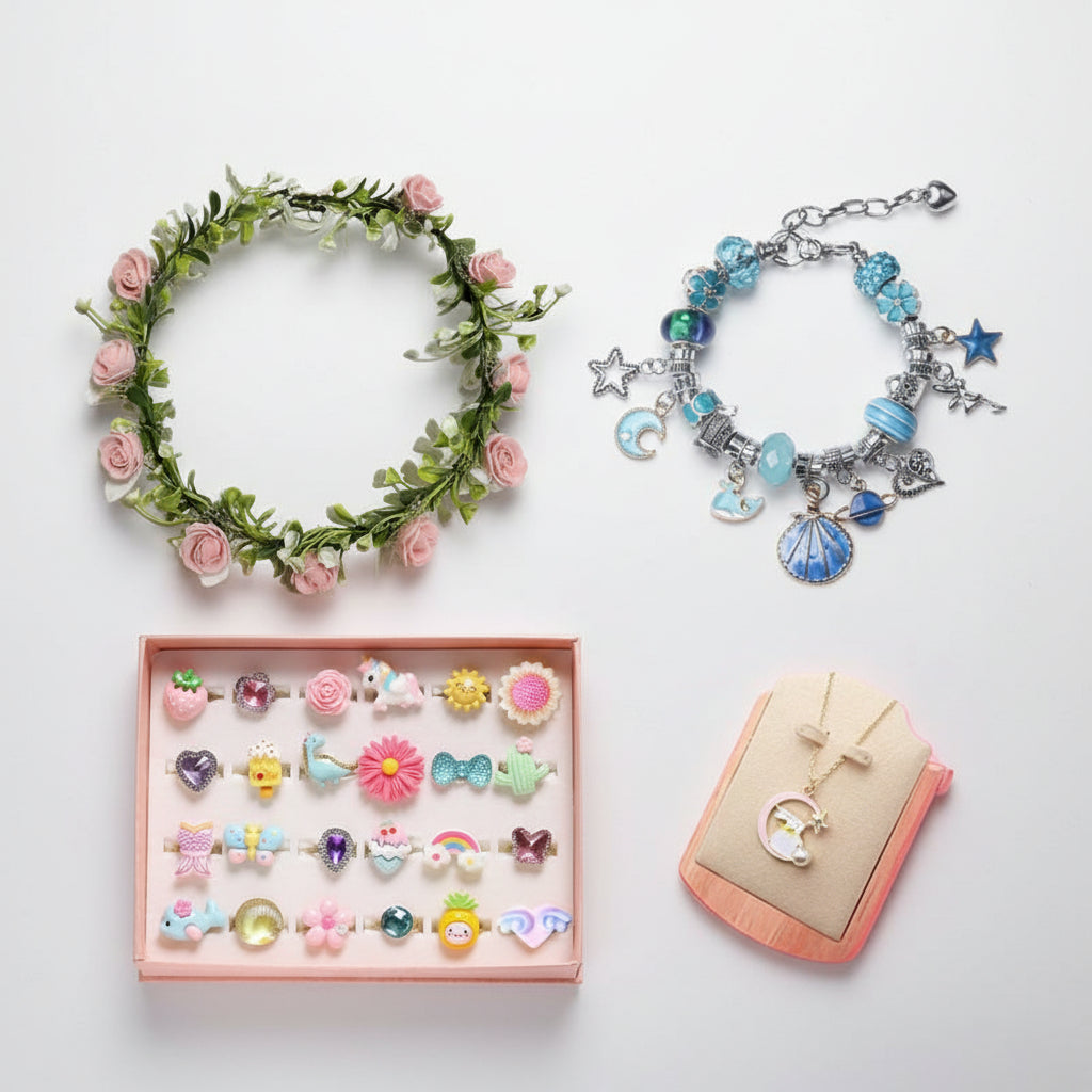Kit Gioielli Bambina Braccialetti Perline Ciondoli