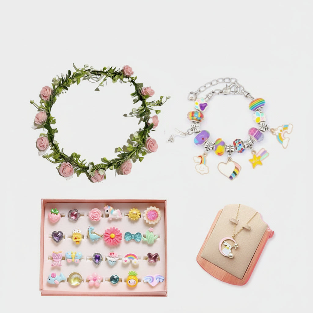 Kit Gioielli Bambina Braccialetti Perline Ciondoli