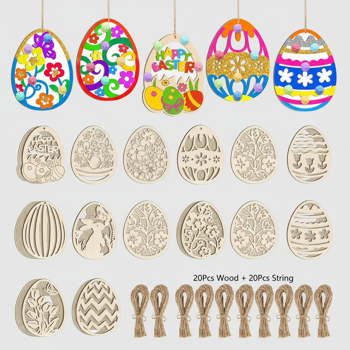 Wooden Hanging Ornaments Decorative Easter and Holiday Wall Decor