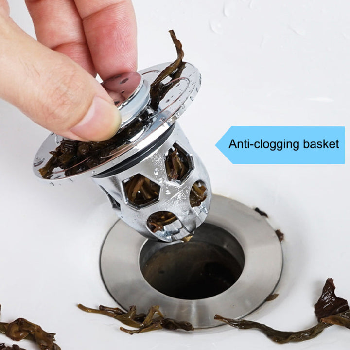 Sink Drain Stopper Pop Up Stainless Steel Bathroom Plug