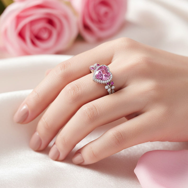 Ring Muttertagsgeschenk Herz Pinker Stein Schmuck mit Zirkonia