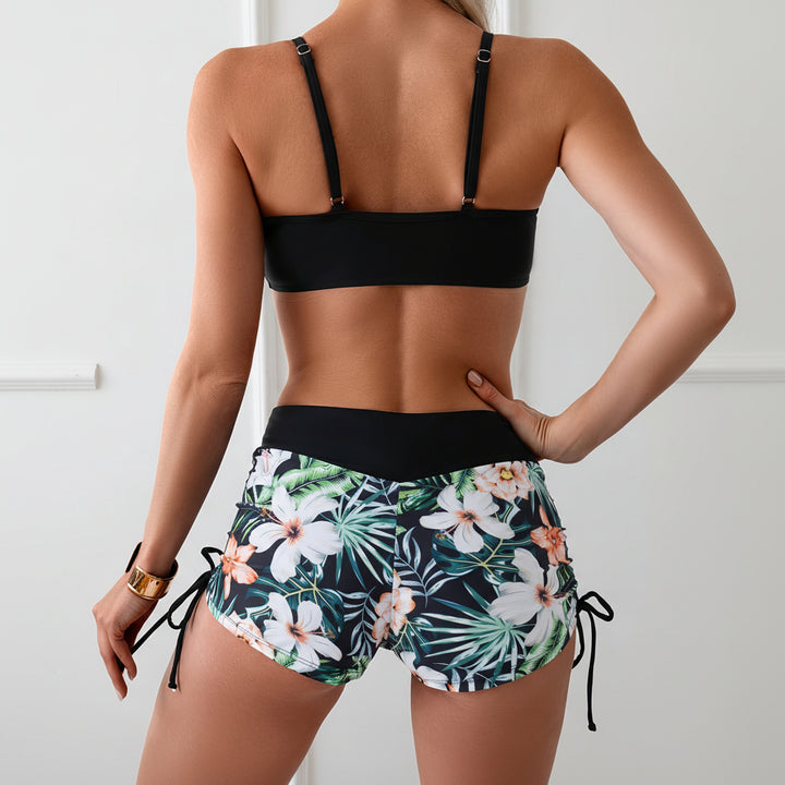 Bikini Set Women Tropical Swim Shorts High Stretch Two Piece