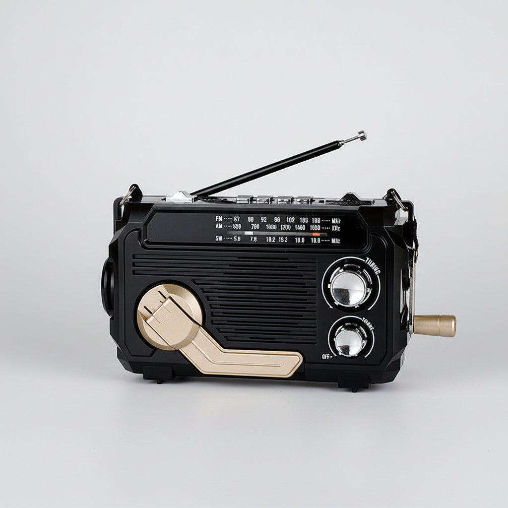 Solar Powered Emergency Radio Bluetooth Flashlight USB Charging