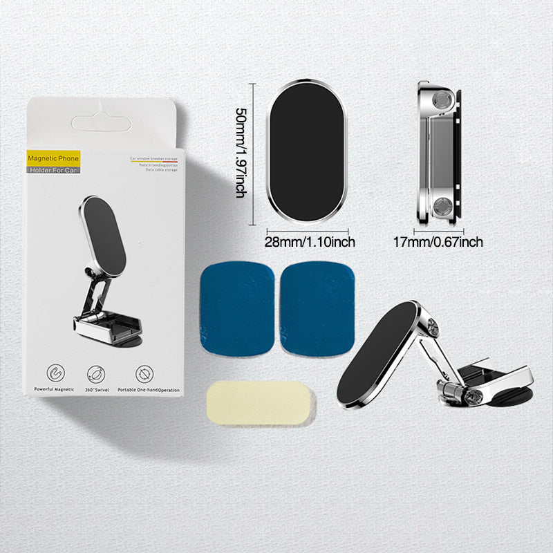 Car Phone Mount Magnetic Dashboard Holder Foldable Metal Stand