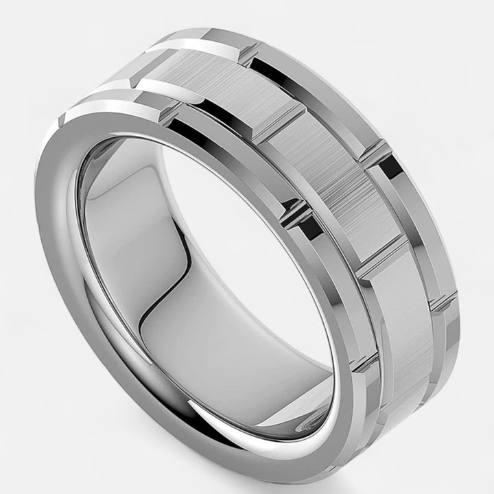 Celzoir | Bague Classy Homme 8mm en Acier Inoxydable – Design à Double Rainure