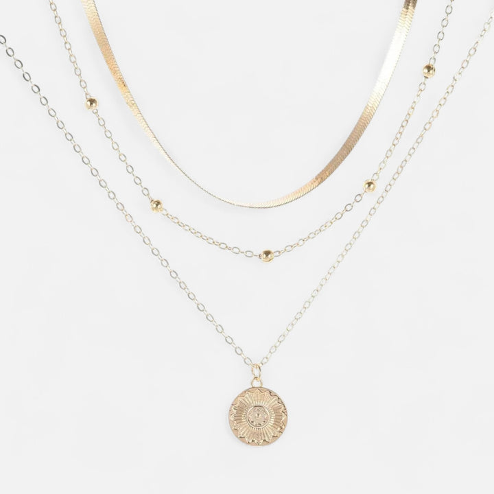 Celzoir | Collier Classy Femme Trois Rangs en Alliage Argenté – Chaînes Serpent et Perles Rondes pour une Élégance Polyvalente