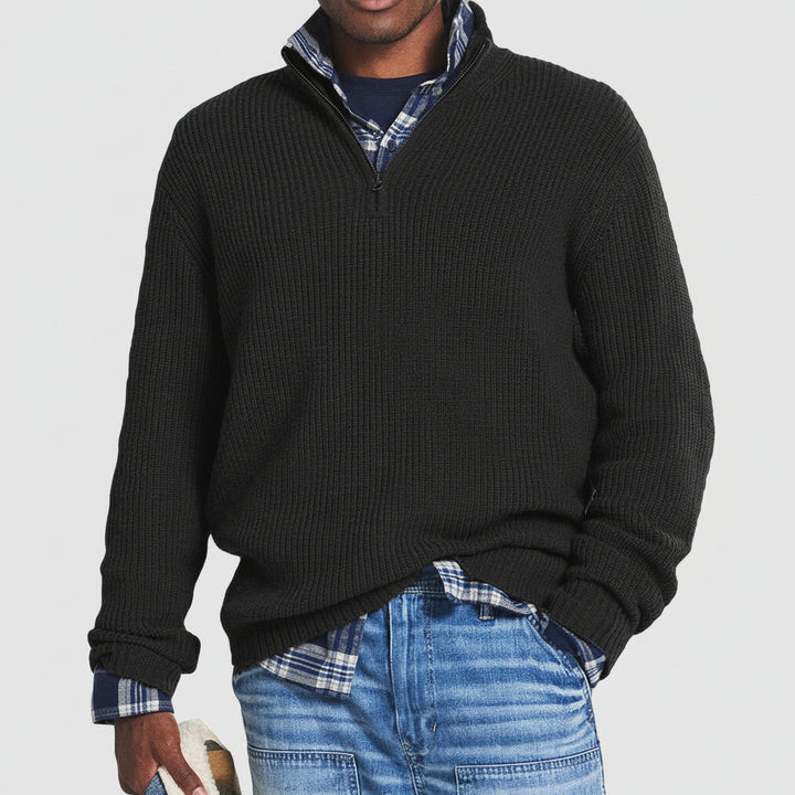 Pánský Svetr Zip Rolák Kašmír Business Casual Pulover