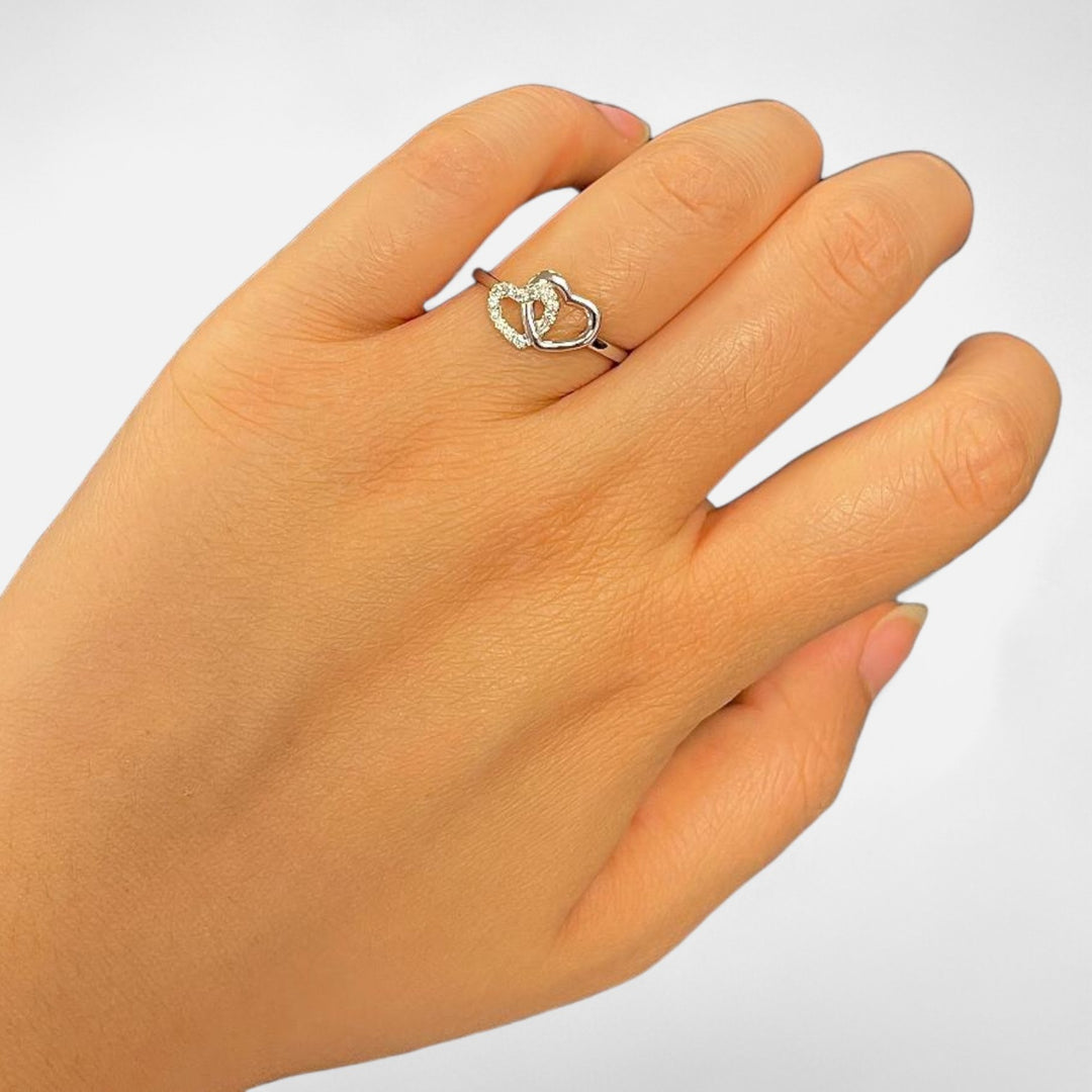 Celzoir | Bague Classy Femme Deux Cœurs en Argent – Élégance Romantique et Raffinement Intemporel