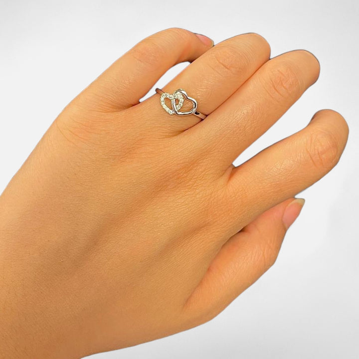 Celzoir | Bague Classy Femme Deux Cœurs en Argent – Élégance Romantique et Raffinement Intemporel
