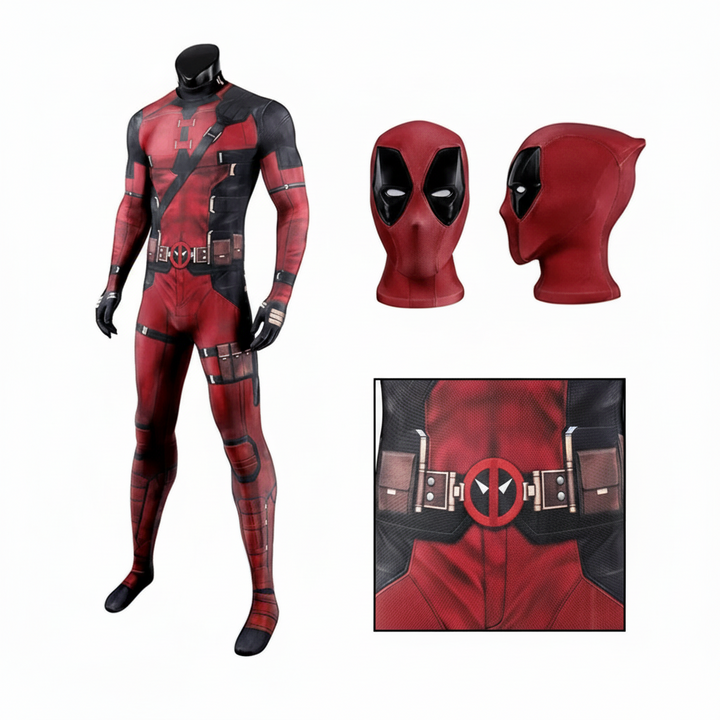 Kostým na Halloween Cosplay Body s Maskou Červené Černé Oblečení