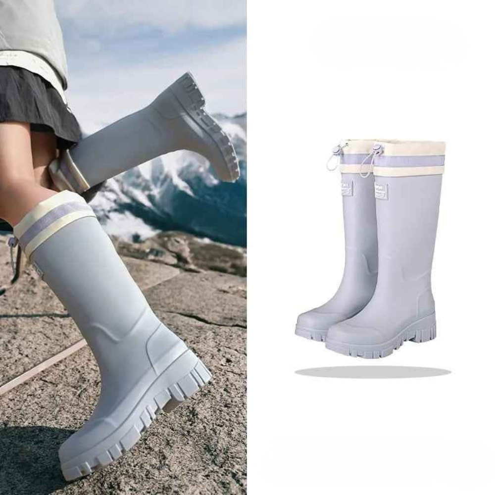 Waterdichte dames regenlaarzen van rubber met antislipzool en verstelbare trekkoord - optimaal comfort