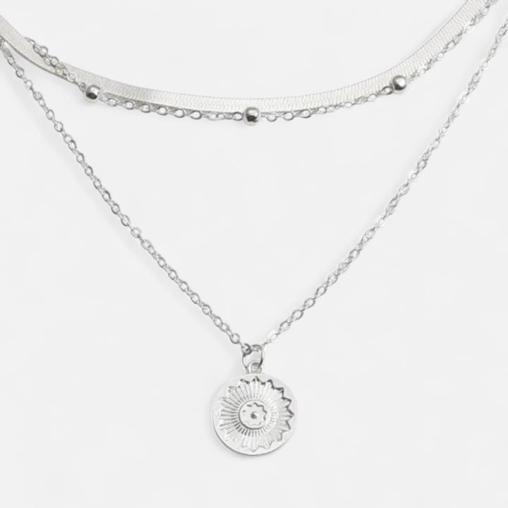 Celzoir | Collier Classy Femme Trois Rangs en Alliage Argenté – Chaînes Serpent et Perles Rondes pour une Élégance Polyvalente