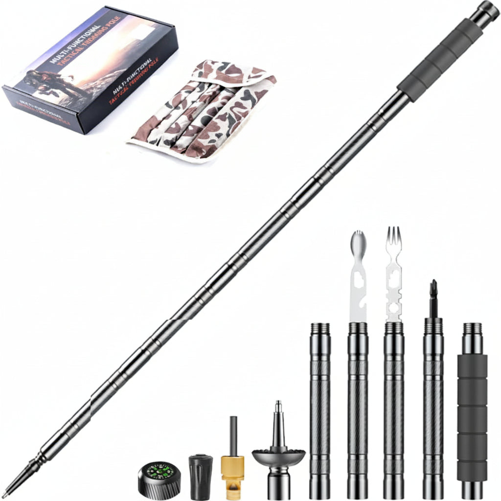 Hiking Walking Stick Multi Tool Grip Precision Compass
