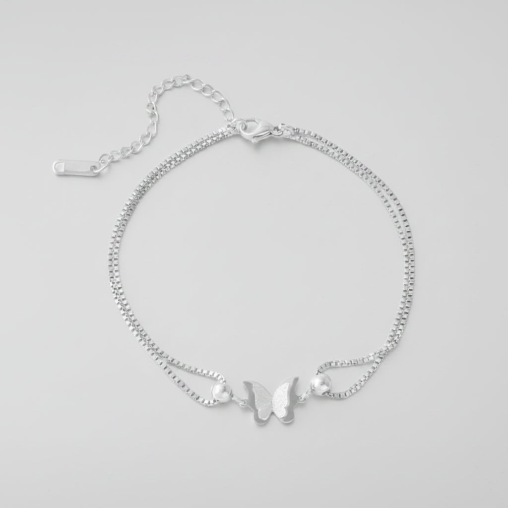 Fußkettchen Gold Schmetterlingsanhänger Edelstahl Muttertagsgeschenk