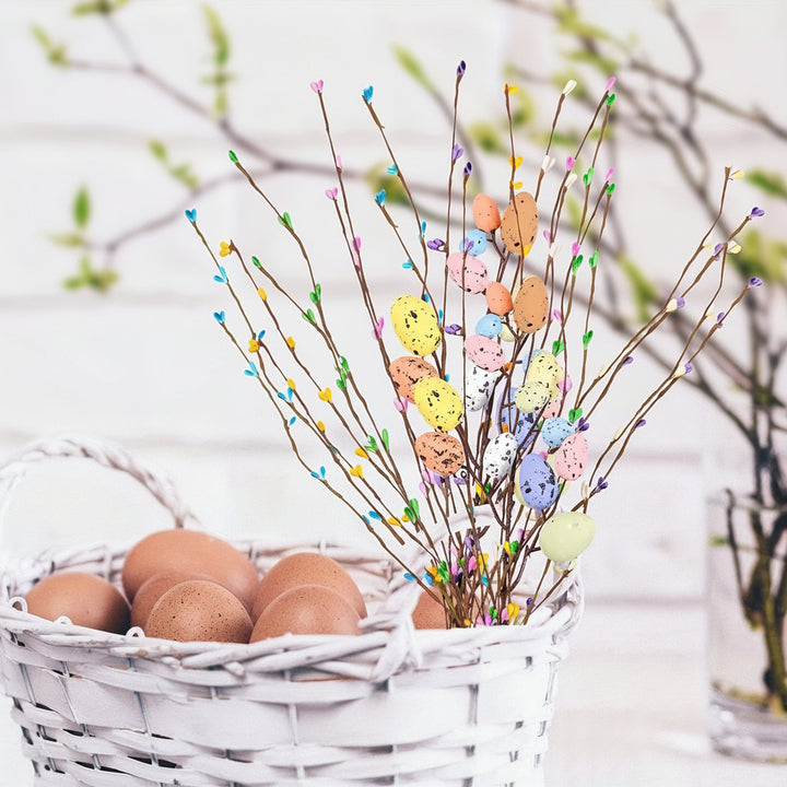 Artificial Easter Vine Stems Pastel Eggs Berries Decor