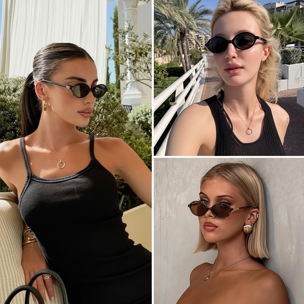 Oval Retro Small Frame UV400 Sunglasses for Women Fashion